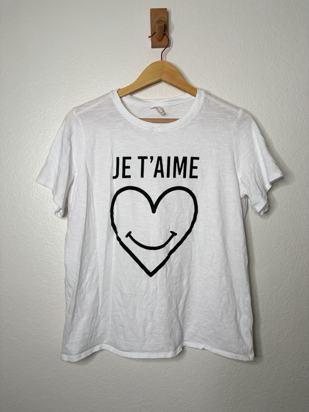 Cinq a Sept Smiling Heart Tee Je T'aime Cotton Size Large